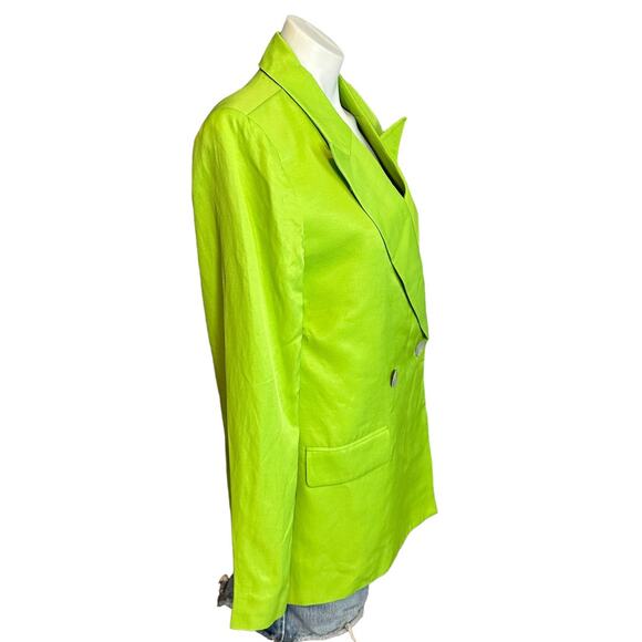 L'Academie Lime Green Boxy Blazer  XS Oversized Retro 80s Designer Work $298 NEW - Picture 7 of 9